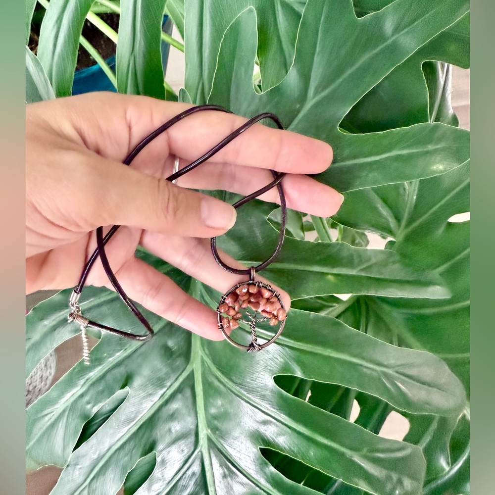 Goldstone Tree of life pendant - with cord